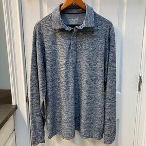 Under Armour Lightweight Heather Blue Gray Long Sleeve Polo Size Large